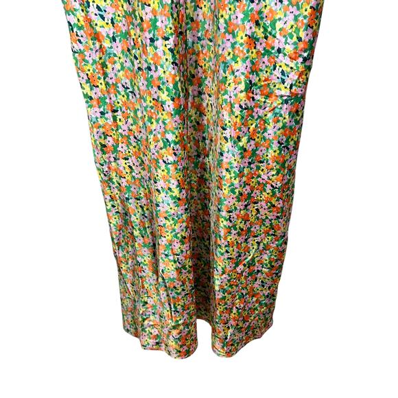 Wild Fable Green Satin Floral Plunge Midi Slip Dress Lace Trim Boho Y2K Size XL - Picture 6 of 14